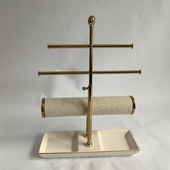 West Emory Bracelet Bar Jewelry Organizer Storage Ceramic White Gold - Picture 3 of 8